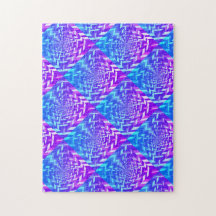 Psychedelic Paars Blue Square in Square Puzzle