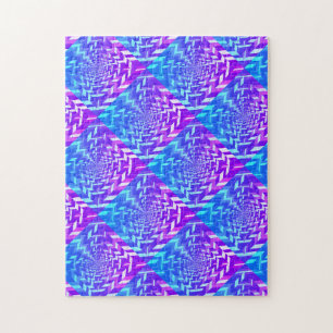 Psychedelic Paars Blue Square in Square Puzzle Legpuzzel