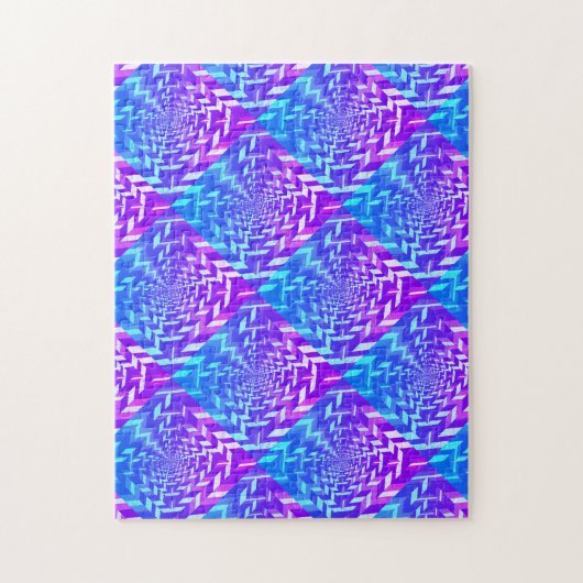 Psychedelic Paars Blue Square in Square Puzzle Legpuzzel (Verticaal)