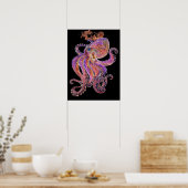 Psychedelic Paars Deep Zee Kraken Poster (Keuken)