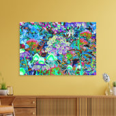 Psychedelic Paars en Lime Green Garden Flowers Canvas Afdruk (Insitu (Woonkamer))