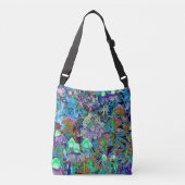 Psychedelic Paars en Lime Green Garden Flowers Crossbody Tas (Voorkant)