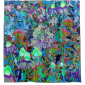 Psychedelic Paars en Lime Green Garden Flowers Douchegordijn (Voorkant)
