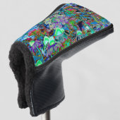 Psychedelic Paars en Lime Green Garden Flowers Golfheadcover (3/4 voorkant)