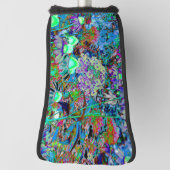 Psychedelic Paars en Lime Green Garden Flowers Golfheadcover (Draai 90)