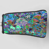 Psychedelic Paars en Lime Green Garden Flowers Golfheadcover (Voorkant)