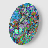 Psychedelic Paars en Lime Green Garden Flowers Grote Klok (Hoek)