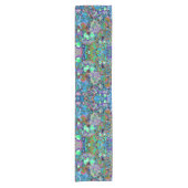 Psychedelic Paars en Lime Green Garden Flowers Korte Tafelloper (Voorkant)