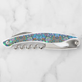 Psychedelic Paars en Lime Green Garden Flowers Kurkentrekker (Achterkant)