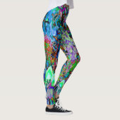 Psychedelic Paars en Lime Green Garden Flowers Leggings (Rechts)