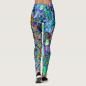 Psychedelic Paars en Lime Green Garden Flowers Leggings (Achterkant)