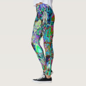 Psychedelic Paars en Lime Green Garden Flowers Leggings (Links)