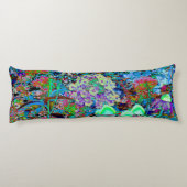 Psychedelic Paars en Lime Green Garden Flowers Lichaamskussen (Achterkant)