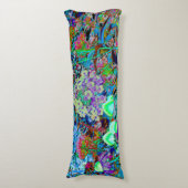 Psychedelic Paars en Lime Green Garden Flowers Lichaamskussen (Voorkant Verticaal)