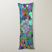 Psychedelic Paars en Lime Green Garden Flowers Lichaamskussen (Achterkant (Verticaal))