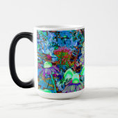 Psychedelic Paars en Lime Green Garden Flowers Magische Mok (Links)