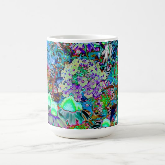 Psychedelic Paars en Lime Green Garden Flowers Magische Mok (Midden)