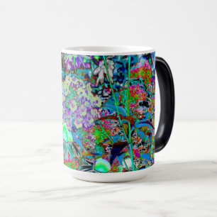 Psychedelic Paars en Lime Green Garden Flowers Magische Mok