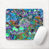 Psychedelic Paars en Lime Green Garden Flowers Muismat (Met muis)