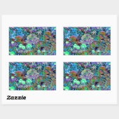 Psychedelic Paars en Lime Green Garden Flowers Rechthoekige Sticker (Vel)