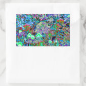 Psychedelic Paars en Lime Green Garden Flowers Rechthoekige Sticker (Tas)