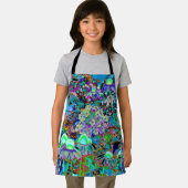Psychedelic Paars en Lime Green Garden Flowers Schort (Insitu)
