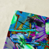 Psychedelic Paars en Lime Green Garden Flowers Strandlaken (In situ)