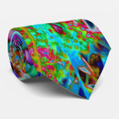 Psychedelic Paars en Lime Green Garden Flowers Stropdas (Opgerold)