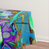 Psychedelic Paars en Lime Green Garden Flowers Tafelkleed (Voorbeeld)