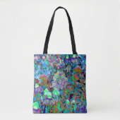 Psychedelic Paars en Lime Green Garden Flowers Tote Bag (Voorkant)