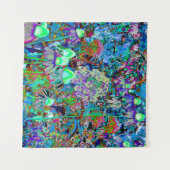 Psychedelic Paars en Lime Green Garden Flowers Wandkleed (Voorkant (horizontaal))