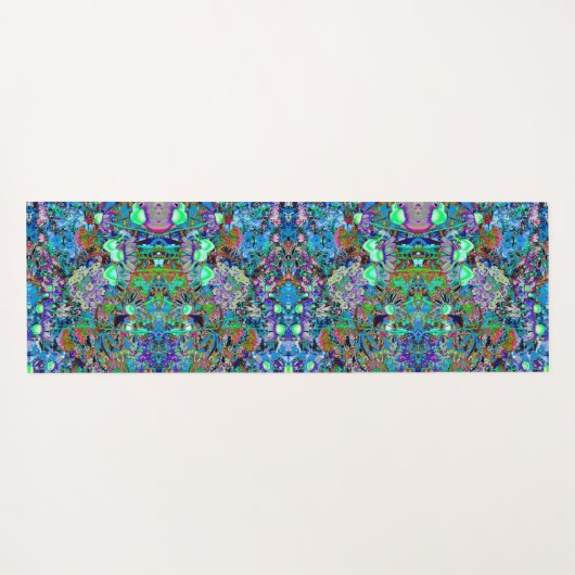 Psychedelic Paars en Lime Green Garden Flowers Yogamat (Achterkant (horizontaal))
