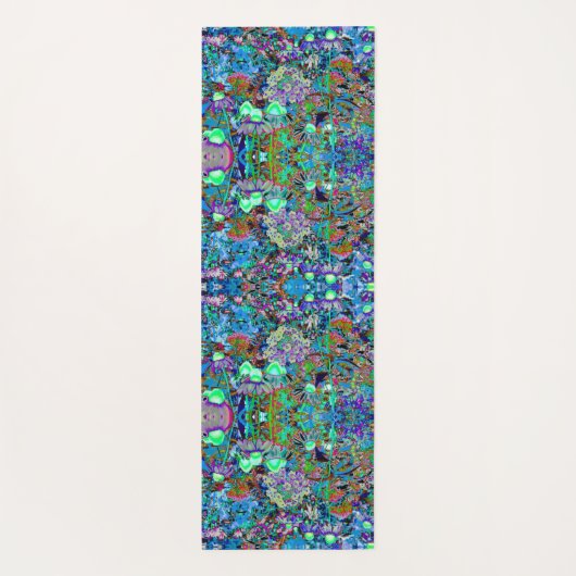 Psychedelic Paars en Lime Green Garden Flowers Yogamat (Achterkant)