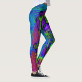 Psychedelic Paars en Lime Green Lily Flower Leggings (Rechts)