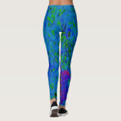 Psychedelic Paars en Lime Green Lily Flower Leggings (Achterkant)