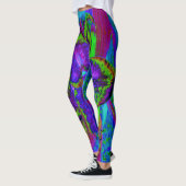 Psychedelic Paars en Lime Green Lily Flower Leggings (Links)