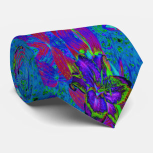 Psychedelic Paars en Lime Green Lily Flower Stropdas