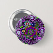 Psychedelic Paars Paisley Button (Voorkant /achterkant)