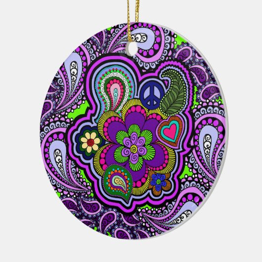 Psychedelic Paars Paisley Ornament (Links)