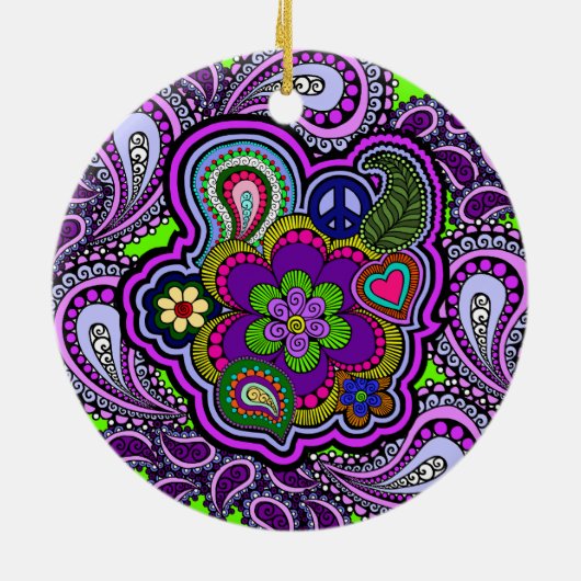 Psychedelic Paars Paisley Ornament (Achterkant)