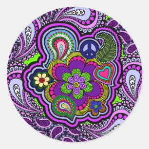 Psychedelic Paars Paisley Sticker