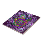 Psychedelic Paars Paisley Tile Tegeltje (Zijkant)