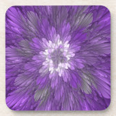 Psychedelic Paarse Flower Abstract fractal Art Bier Onderzetter (Voorkant)