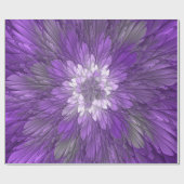 Psychedelic Paarse Flower Abstract fractal Art Cadeaupapier (Vlak)