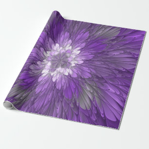 Psychedelic Paarse Flower Abstract fractal Art Cadeaupapier
