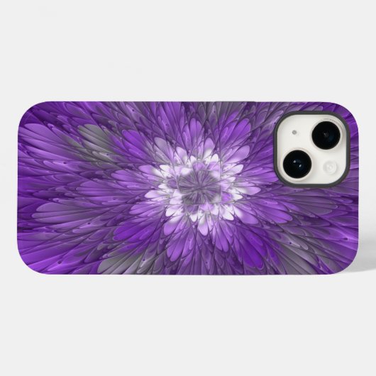 Psychedelic Paarse Flower Abstract fractal Art Case-Mate iPhone Case (Achterkant (horizontaal))