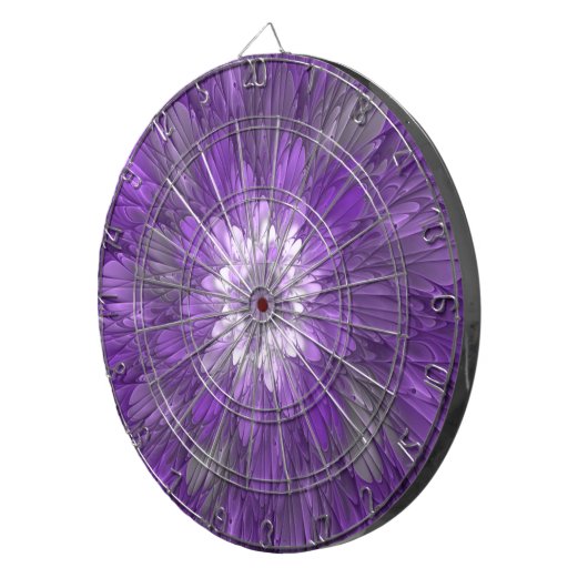 Psychedelic Paarse Flower Abstract fractal Art Dartbord (Voorkant Rechts)