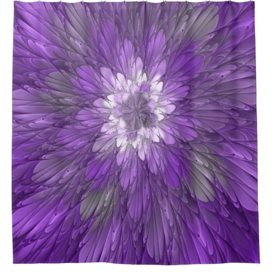 Psychedelic Paarse Flower Abstract fractal Art Douchegordijn (Voorkant)