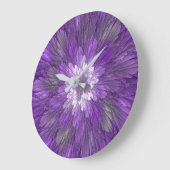Psychedelic Paarse Flower Abstract fractal Art Grote Klok (Hoek)
