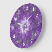 Psychedelic Paarse Flower Abstract fractal Art Grote Klok (Hoek)